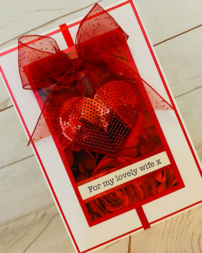 Red Sequin Heart Handmade Card