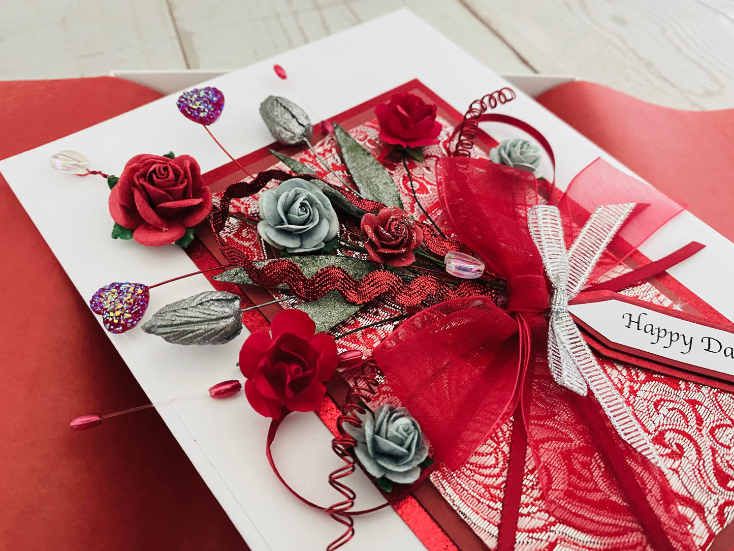 Luxury Ruby Bouquet Handmade Card