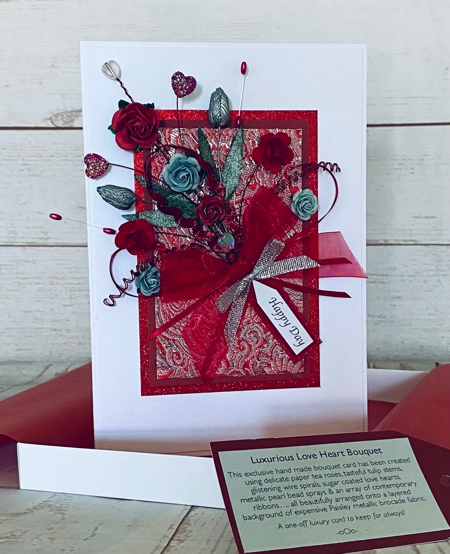 Luxury Ruby Bouquet Handmade Card