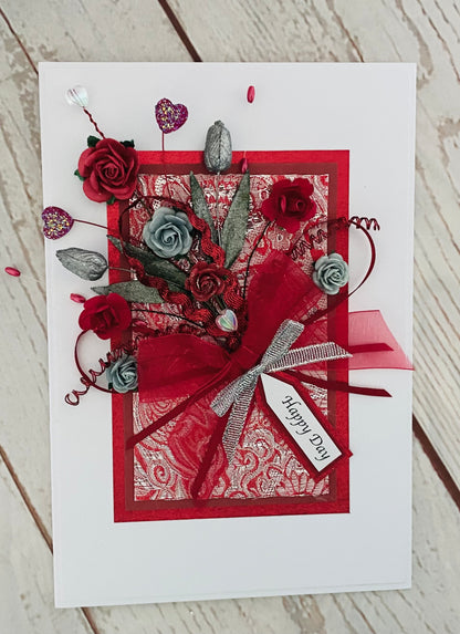 Luxury Ruby Bouquet Handmade Card