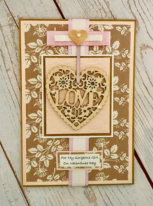 Filigree Love Heart Handmade Card