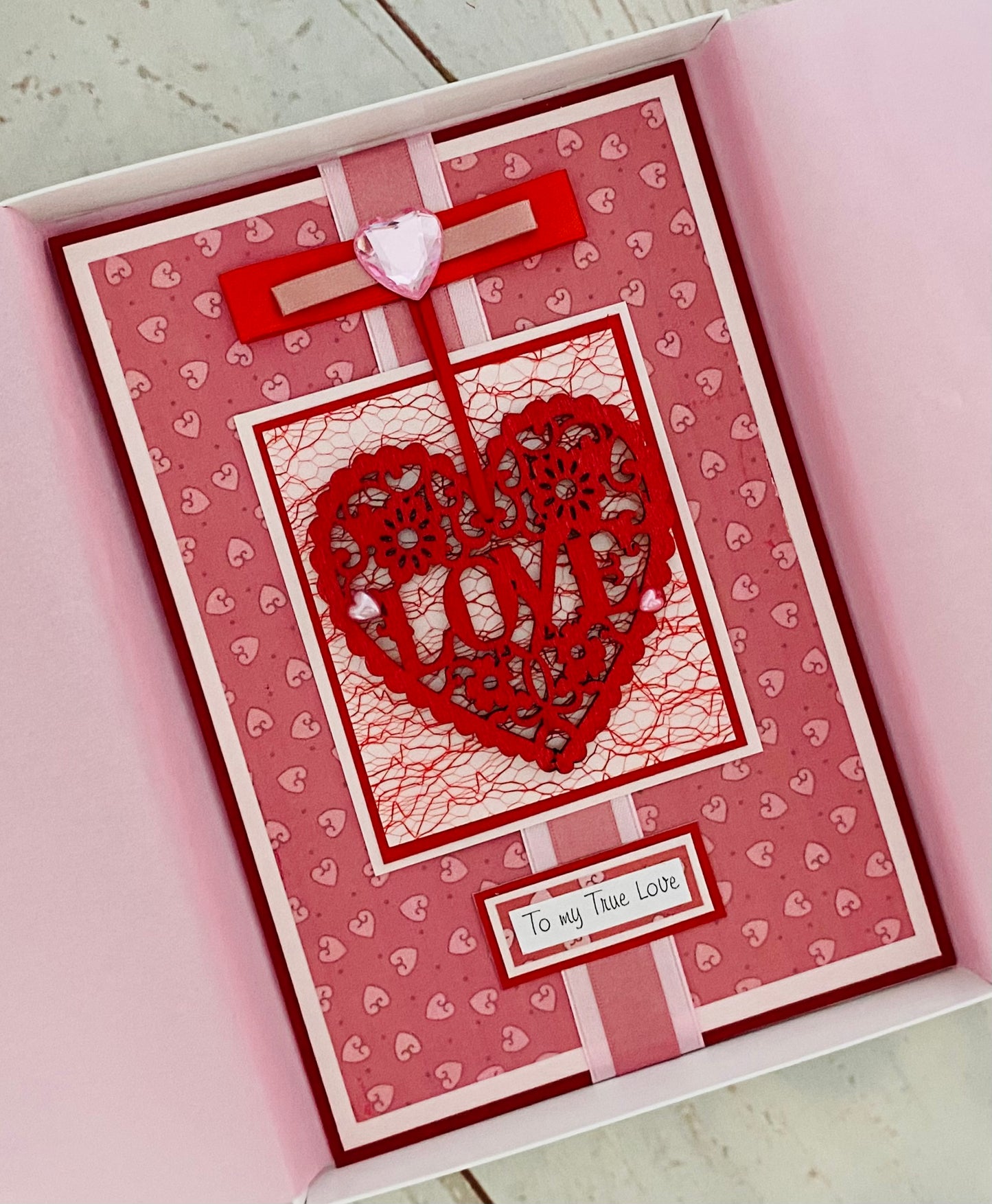 Red Filigree Handmade Card