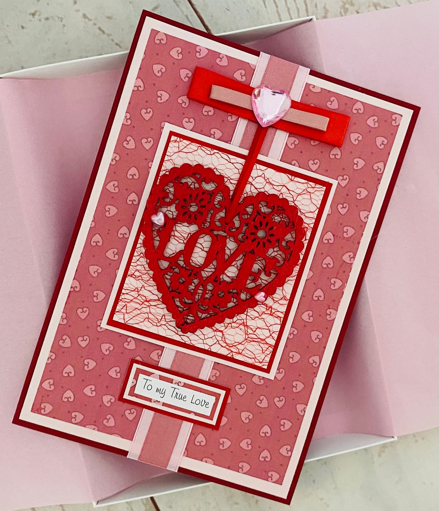 Red Filigree Handmade Card