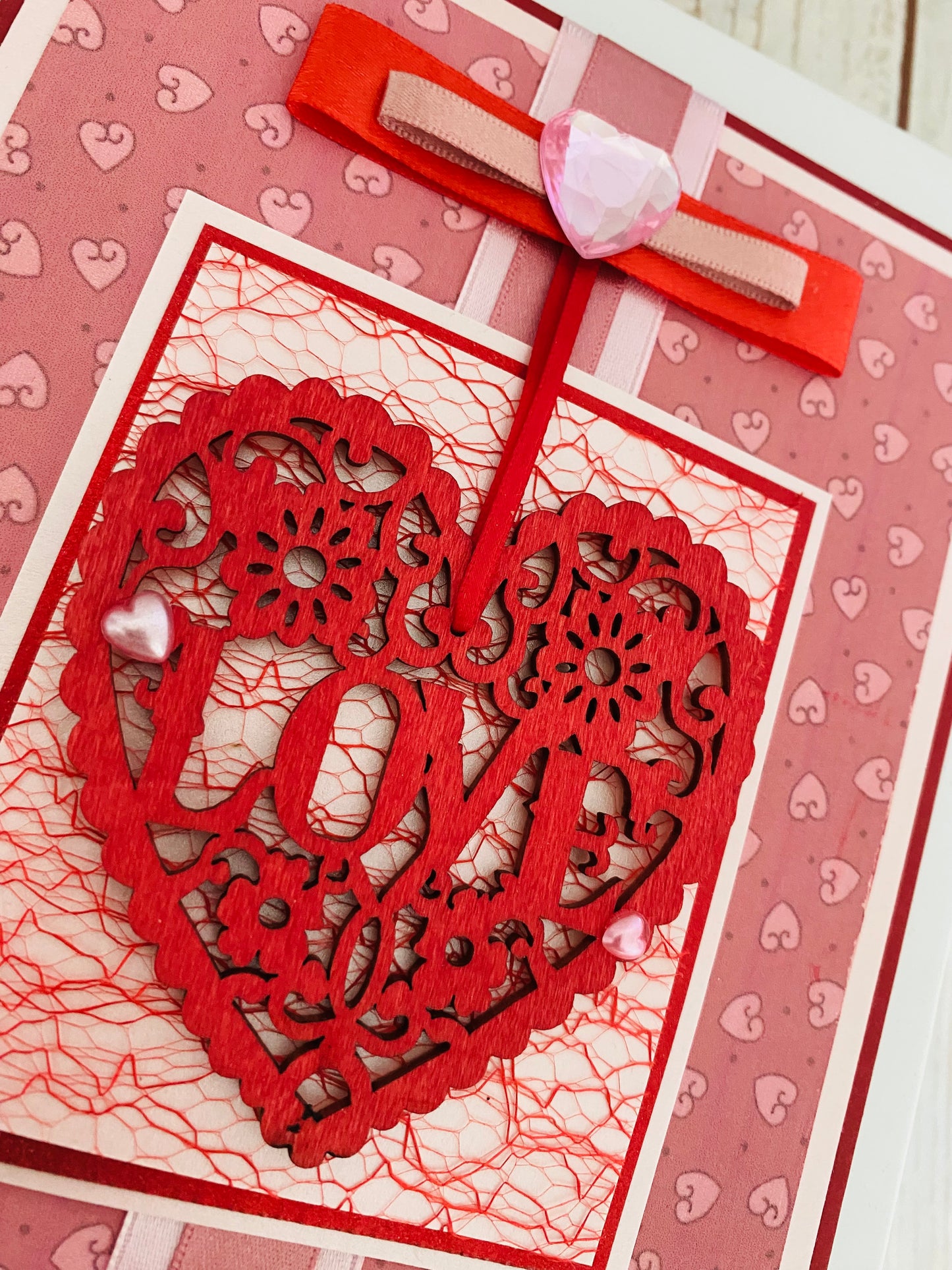 Red Filigree Handmade Card