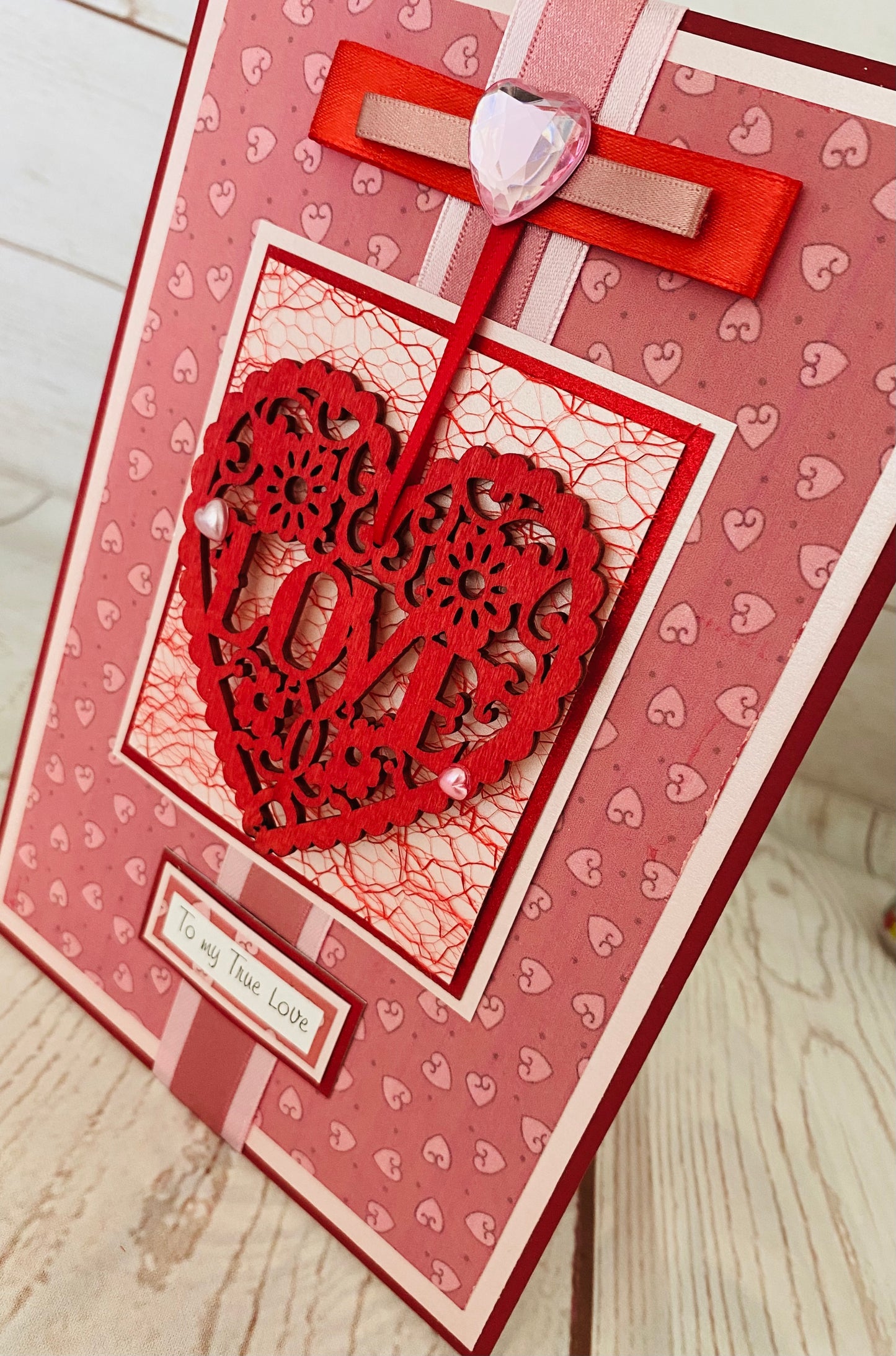 Red Filigree Handmade Card