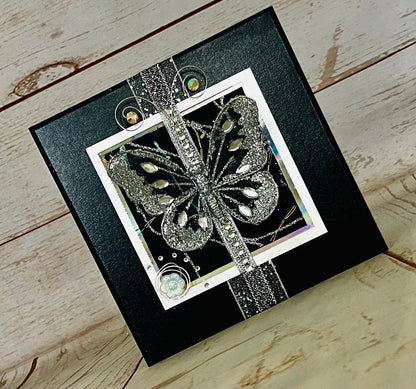 Luxury Silver Butterfly Handmade Card