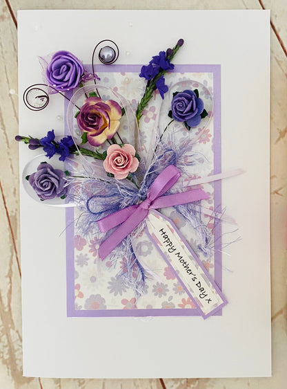 Lilac Heather Bouquet Handmade Card