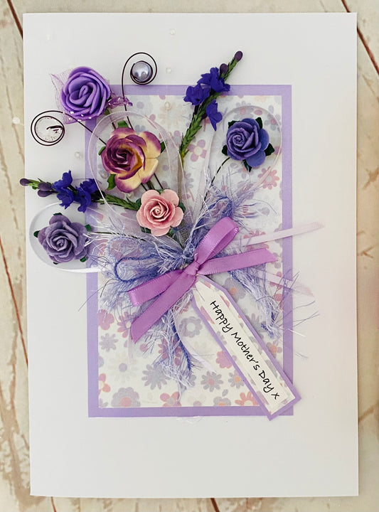 Lilac Heather Bouquet Handmade Card