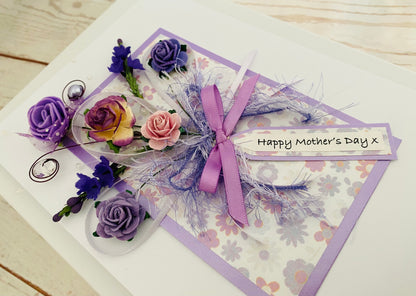 Lilac Heather Bouquet Handmade Card