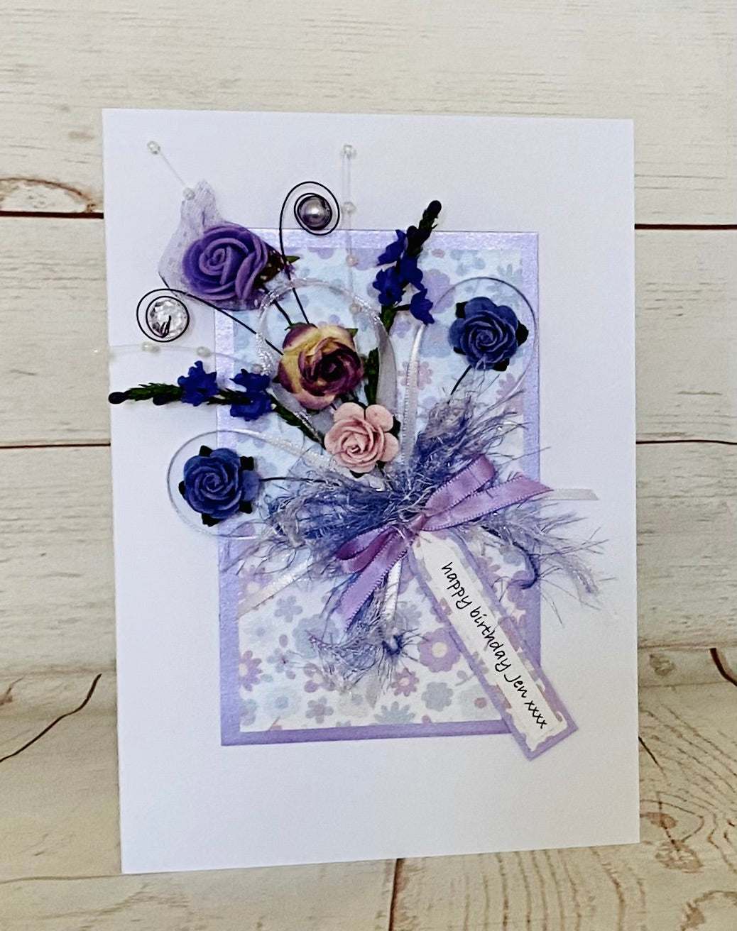 Lilac Heather Bouquet Handmade Card