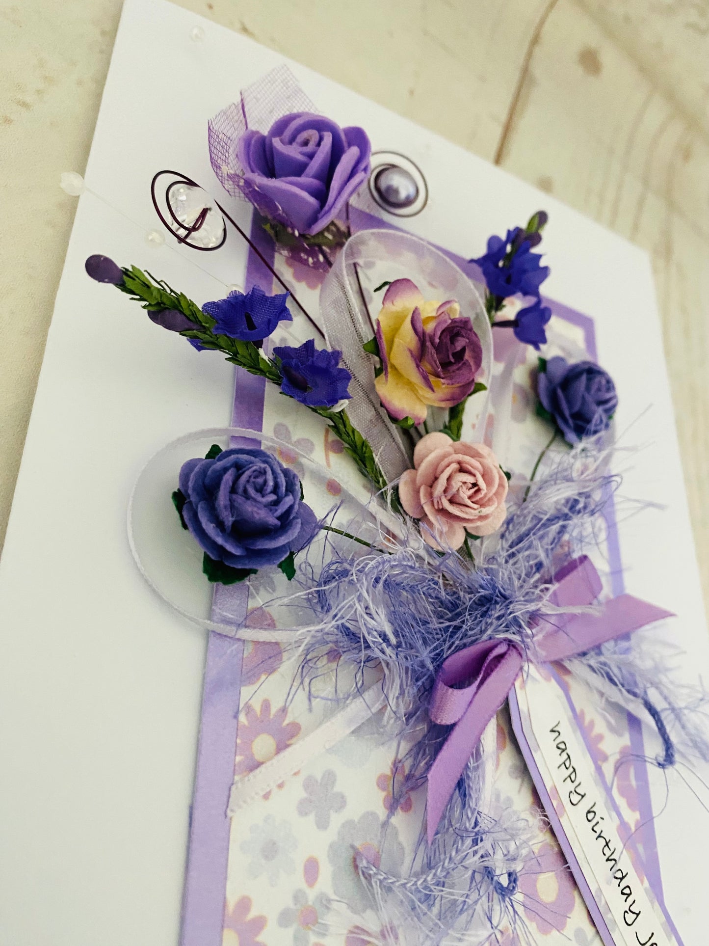 Lilac Heather Bouquet Handmade Card