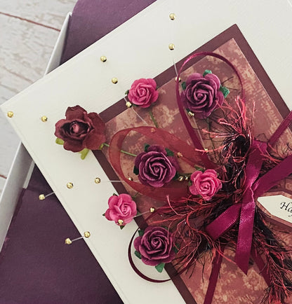 Burgundy Bouquet Handmade Card