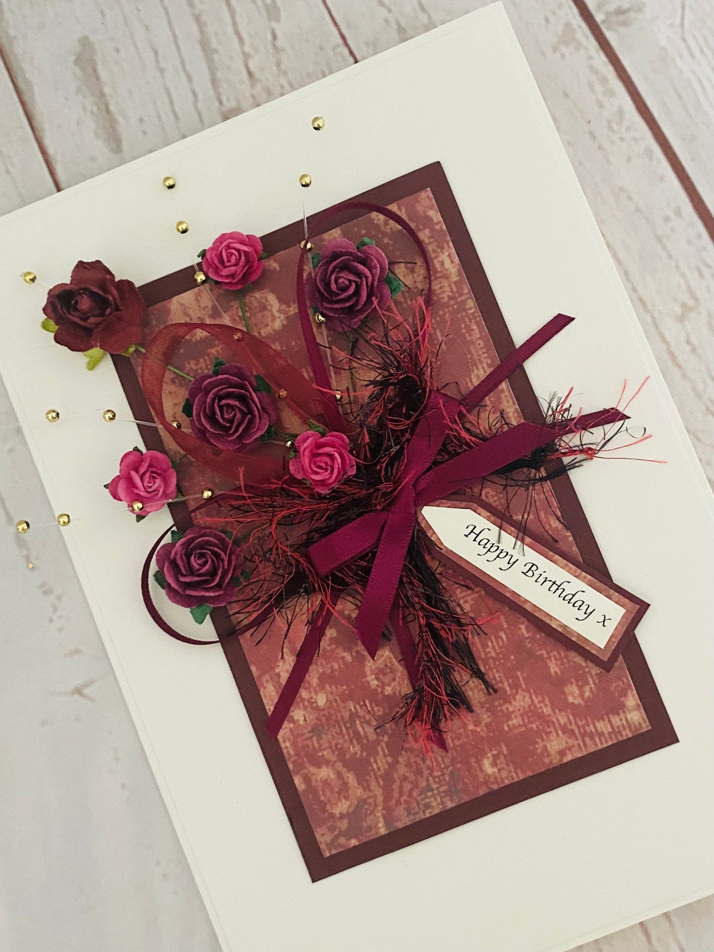 Burgundy Bouquet Handmade Card