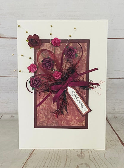 Burgundy Bouquet Handmade Card