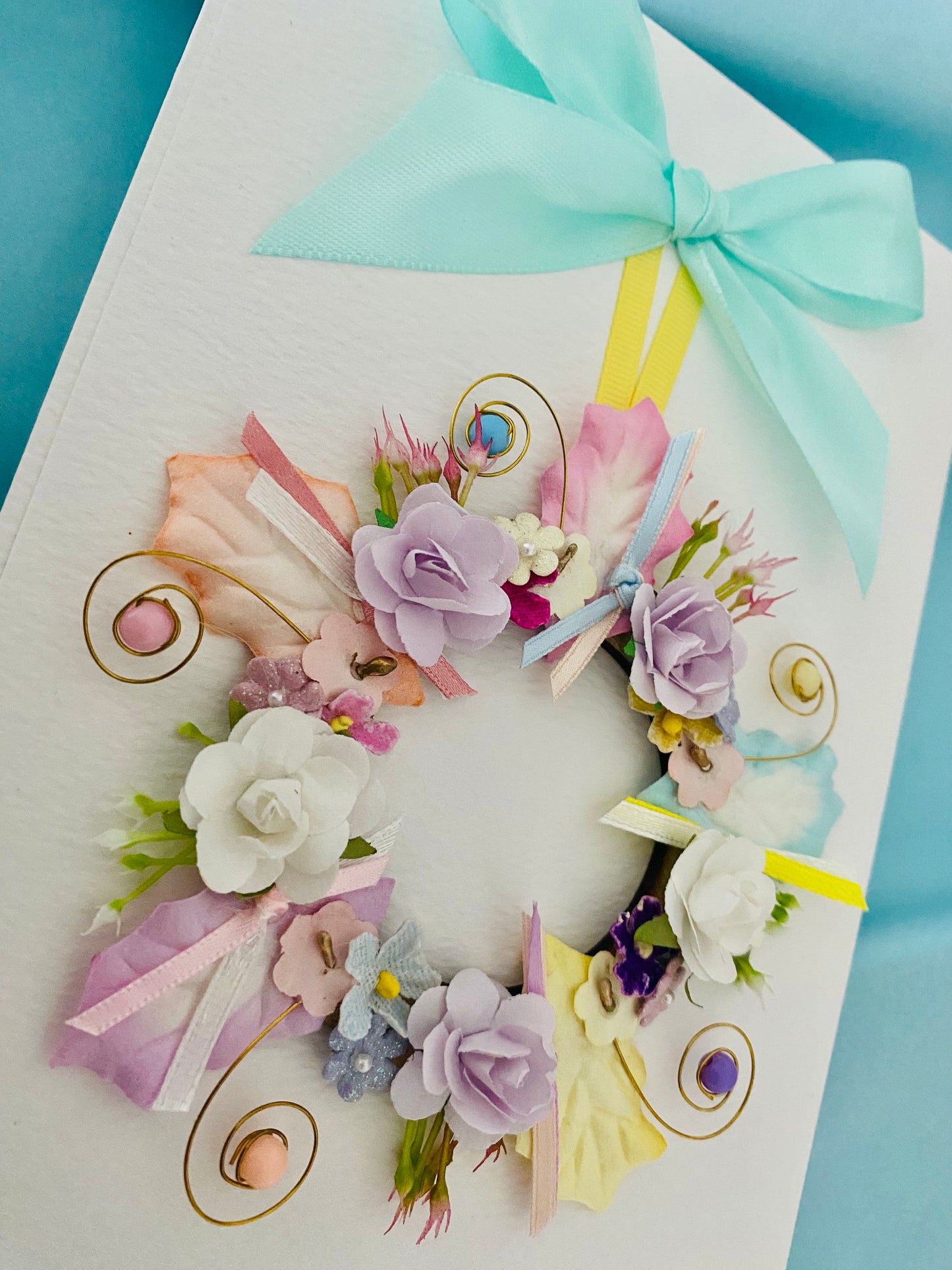 Summertime Pastel Wreath Handmade Card