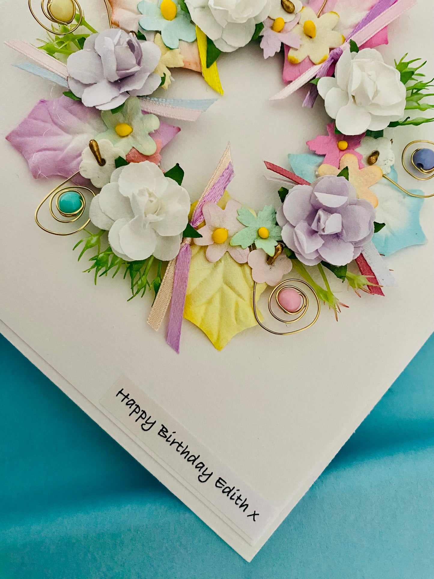 Summertime Pastel Wreath Handmade Card