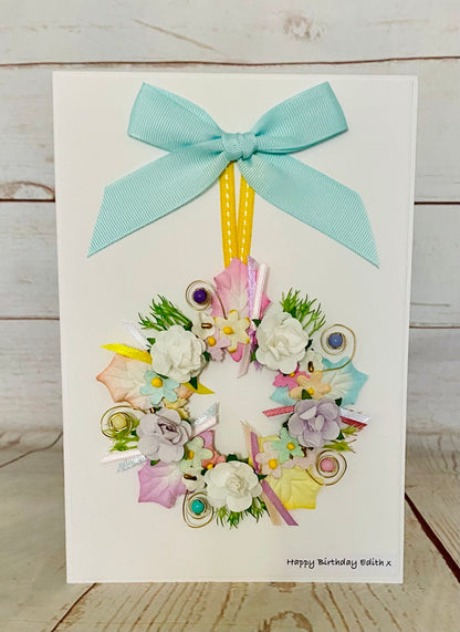 Summertime Pastel Wreath Handmade Card