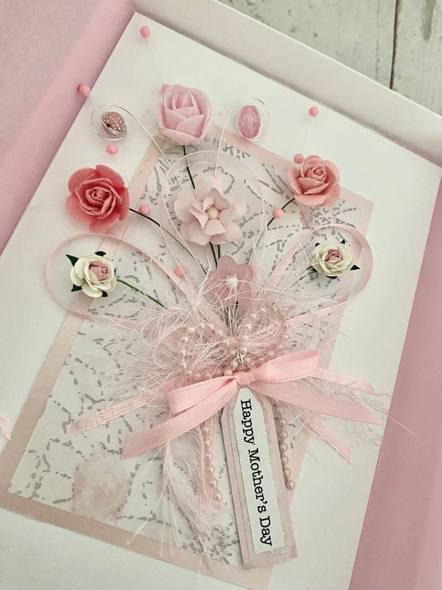 Pastel Pink Bouquet Handmade Card