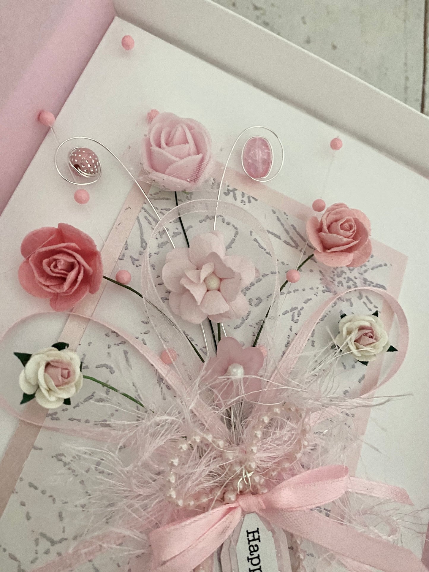 Pastel Pink Bouquet Handmade Card