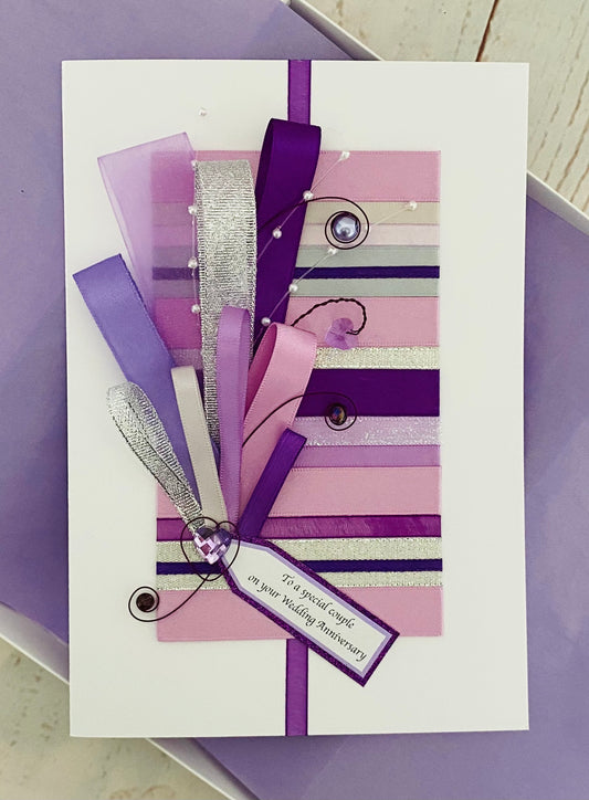 Purple Ribbons Handmade Card