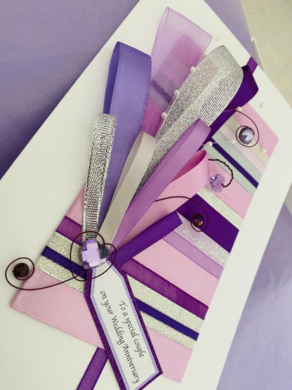 Purple Ribbons Handmade Card