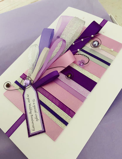Purple Ribbons Handmade Card