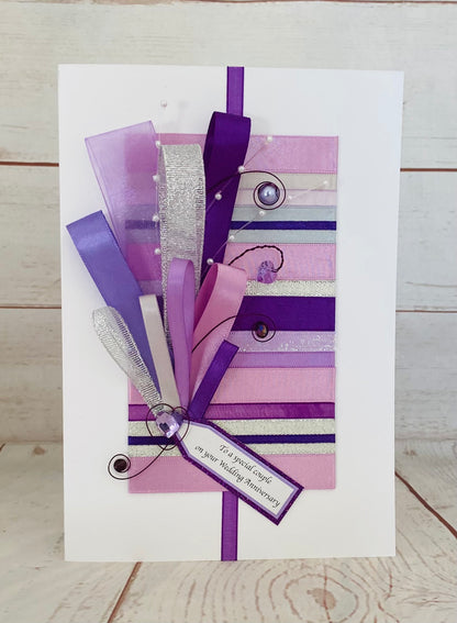 Purple Ribbons Handmade Card