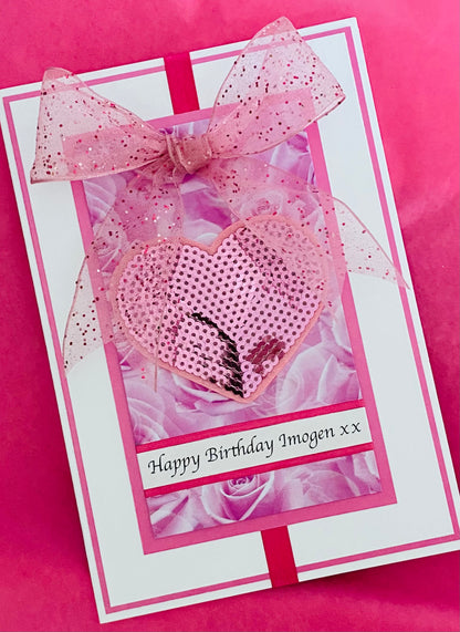 Pink Sequin Handmade Card