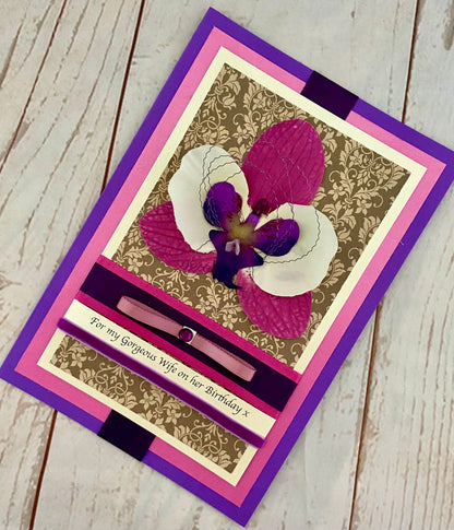 Birthday Orchid Handmade Card