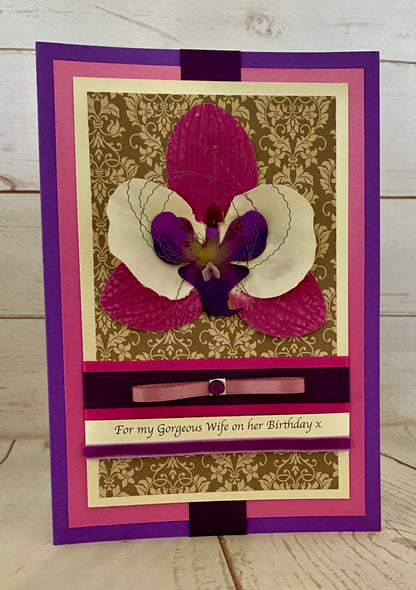 Birthday Orchid Handmade Card