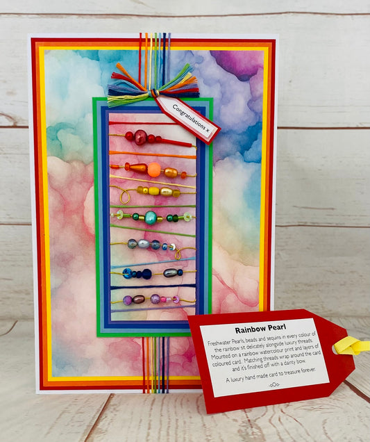 Luxury Rainbow Pearl Handmade Card