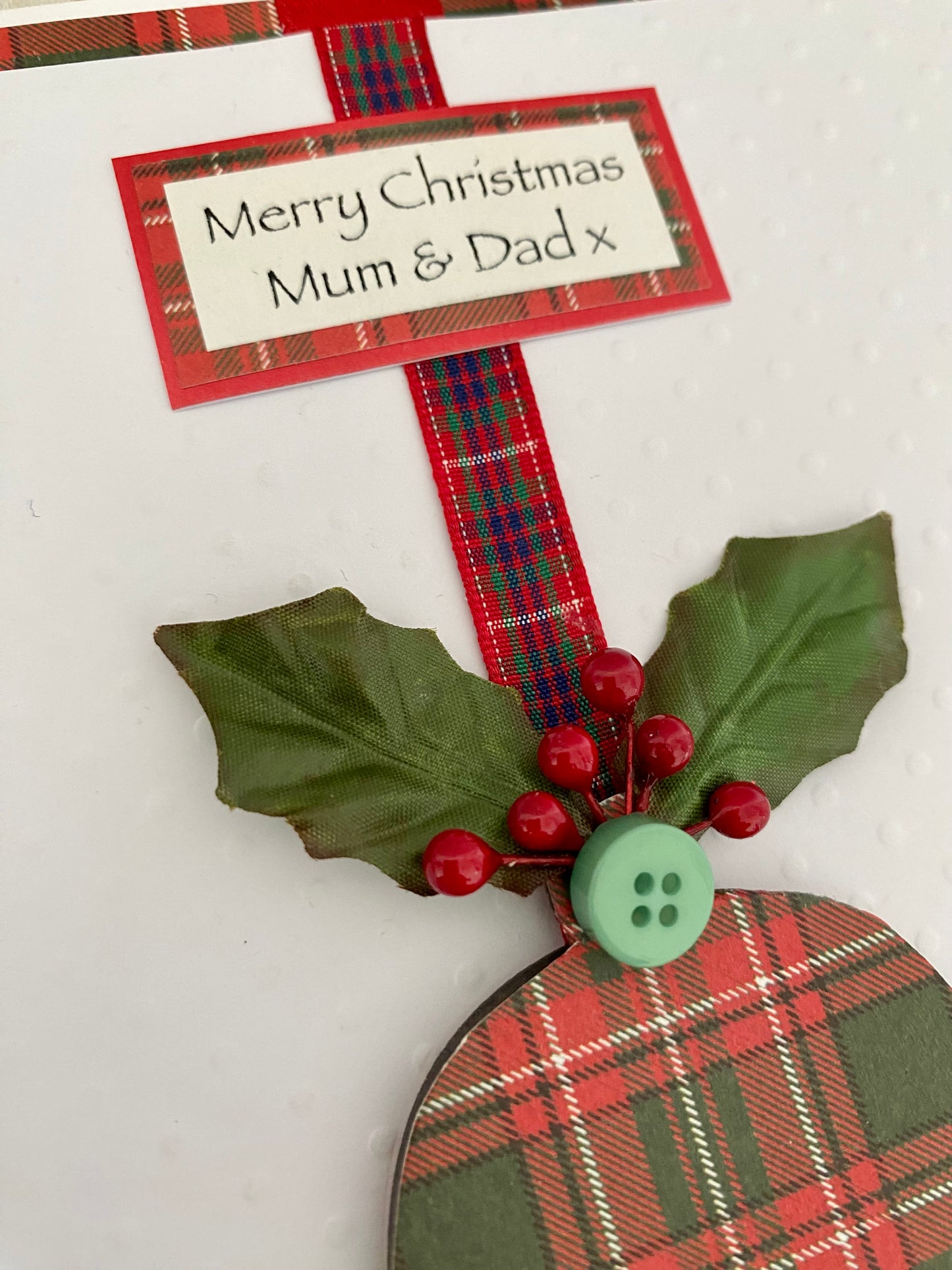 Tartan Jingle Bells Christmas Handmade Card