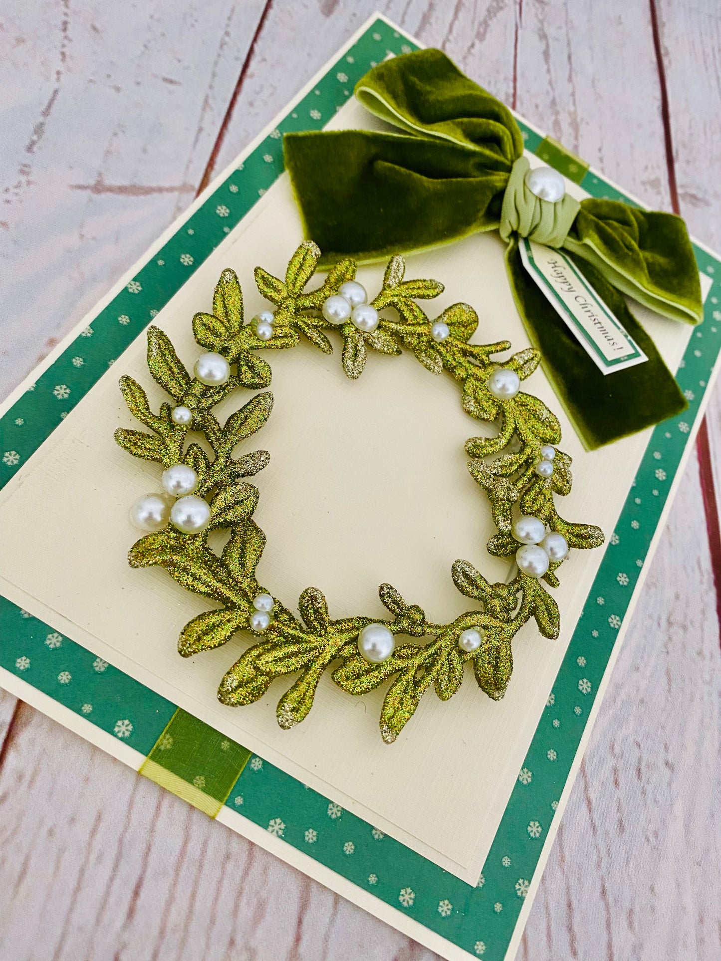 Luxury Mistletoe Wreath Handmade Card