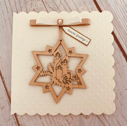 Natural Bauble Handmade Christmas Card