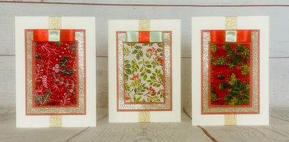 Floral Holly Christmas Handmade Card