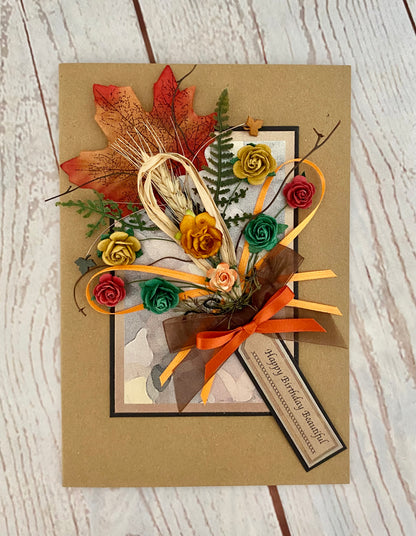 Autumn Harvest Bouquet Handmade Card