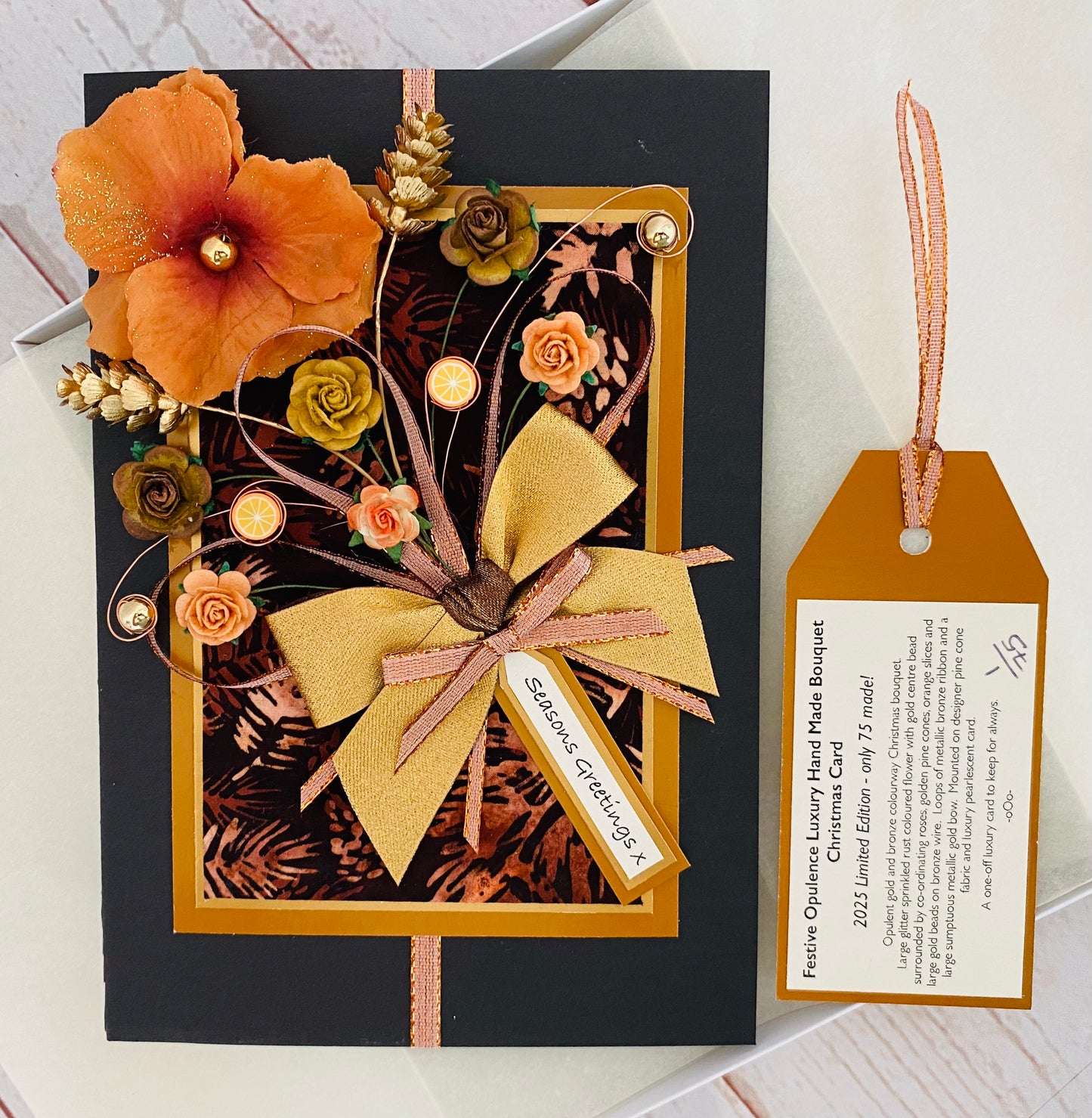Festive Opulence Christmas Bouquet Handmade Card ~ LIMITED EDITION