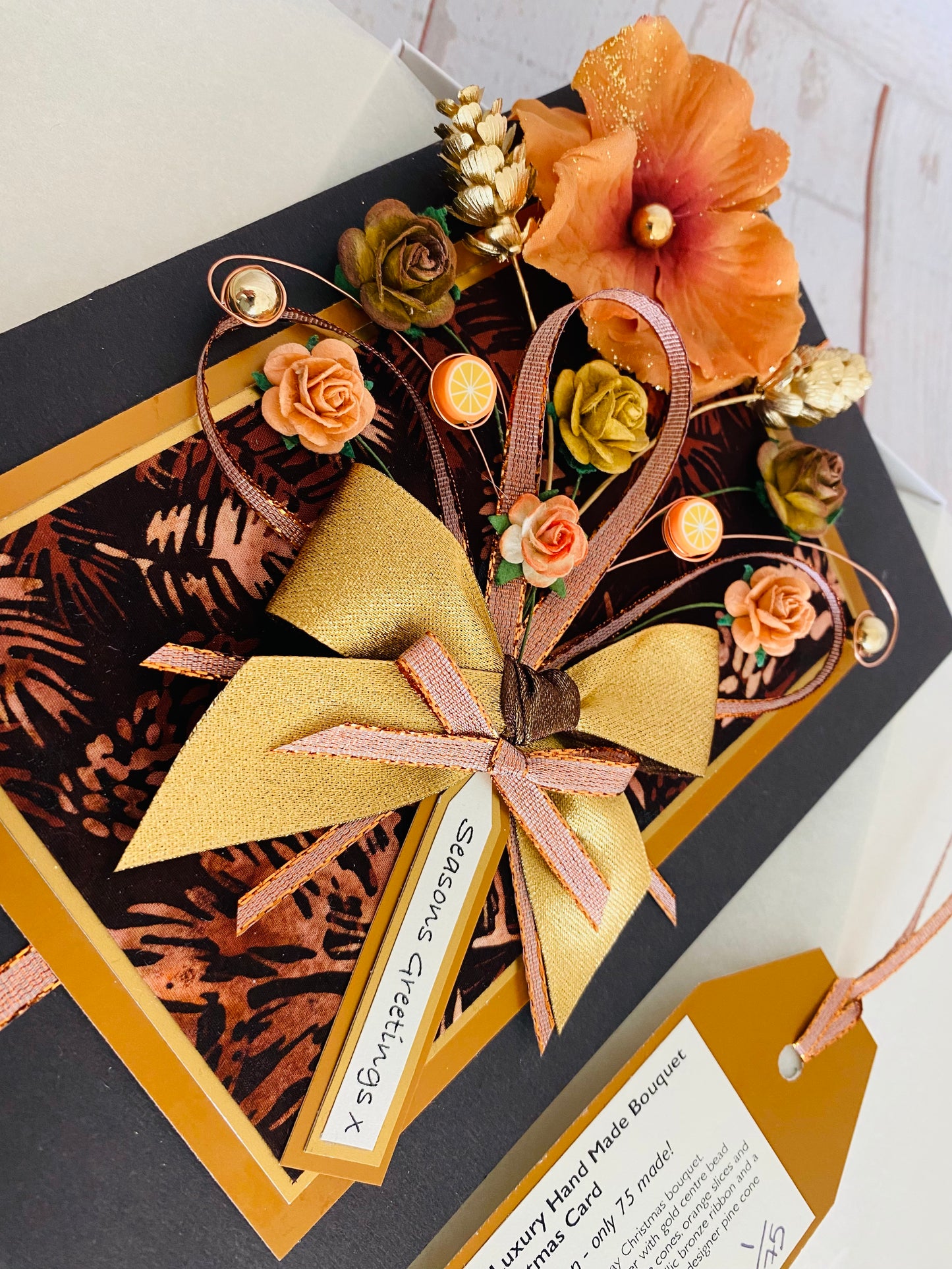 Festive Opulence Christmas Bouquet Handmade Card ~ LIMITED EDITION