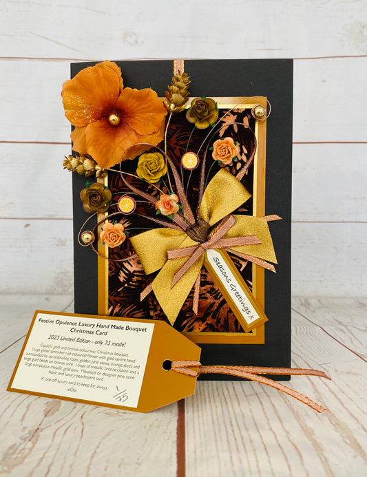 Festive Opulence Christmas Bouquet Handmade Card ~ LIMITED EDITION