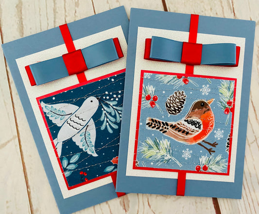 Festive Flutter Christmas Birds Handmade Card