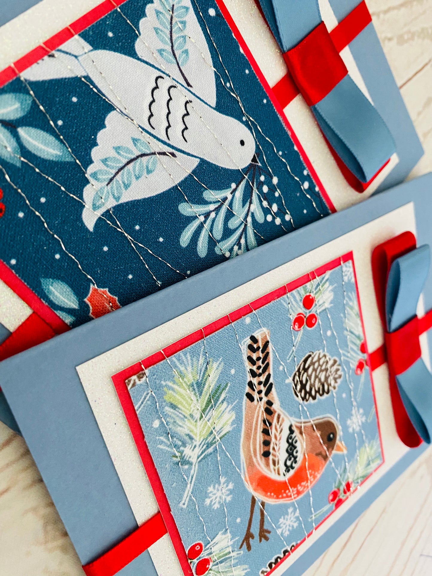 Festive Flutter Christmas Birds Handmade Card
