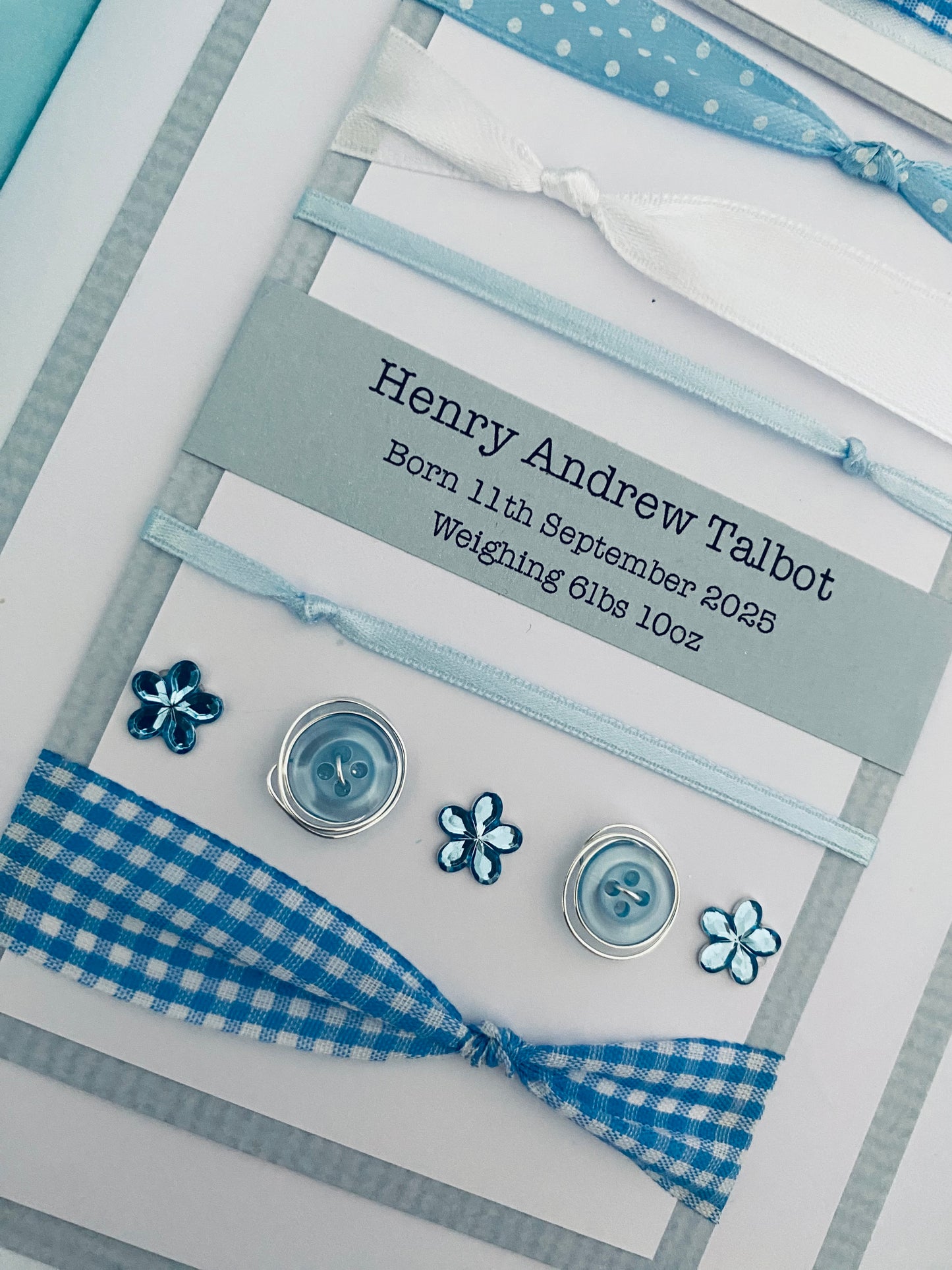 Large New Baby Boy Handmade Card