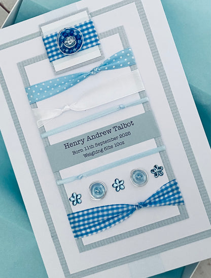 Large New Baby Boy Handmade Card