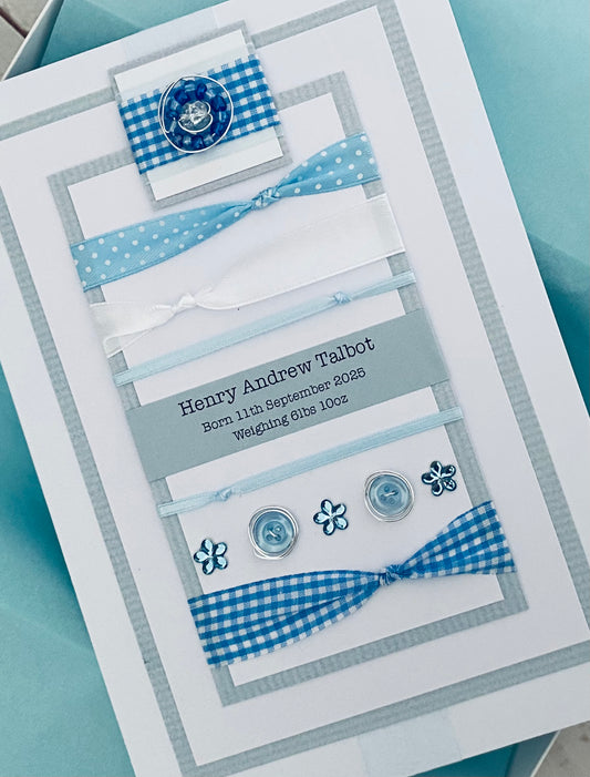 Large New Baby Boy Handmade Card