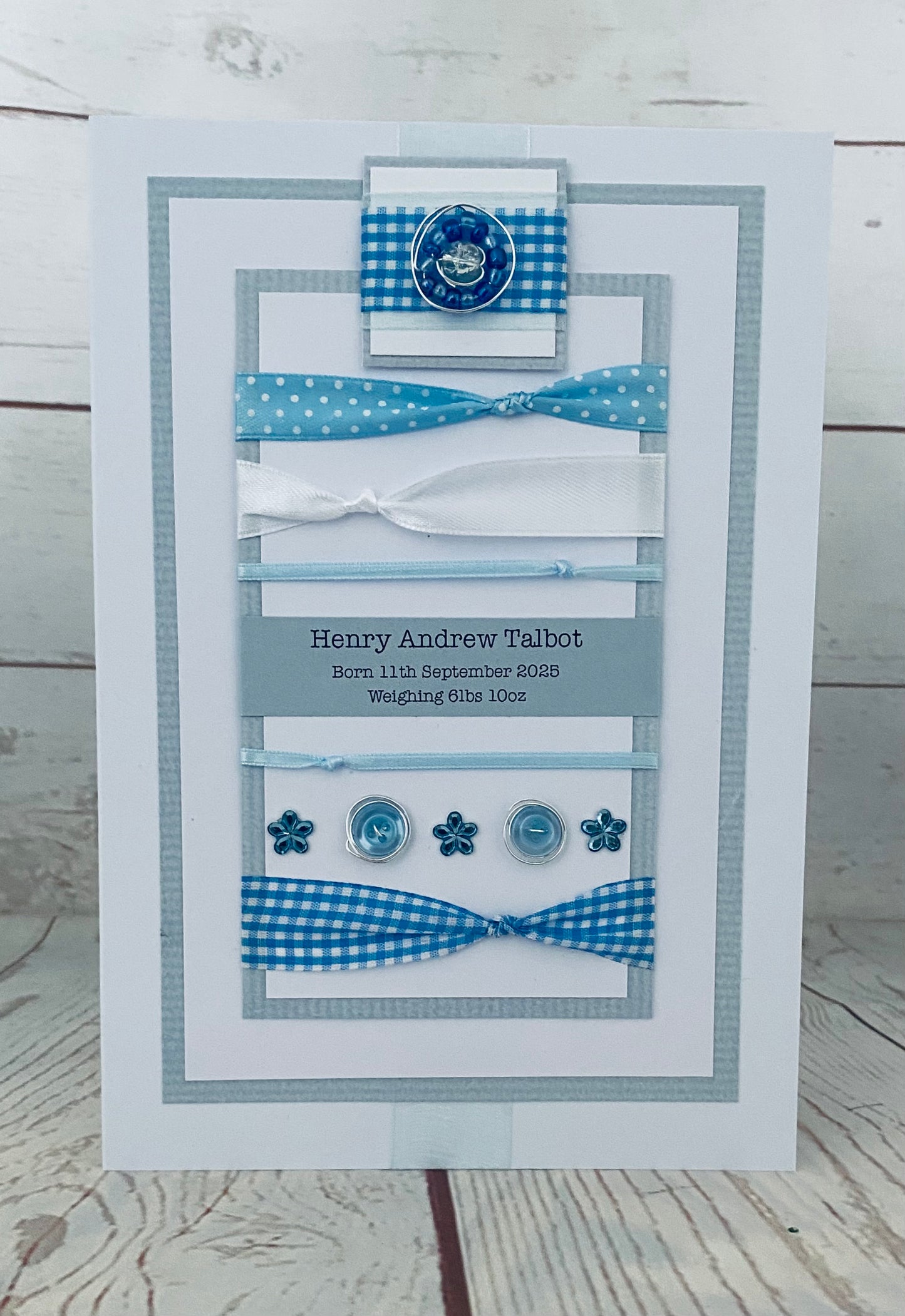 Large New Baby Boy Handmade Card