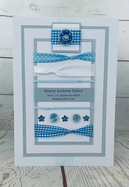 Large New Baby Boy Handmade Card