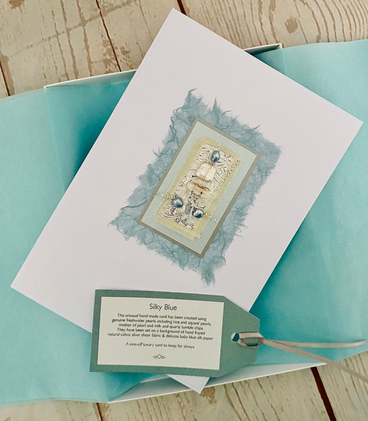 Luxury Silky Blue Handmade Card
