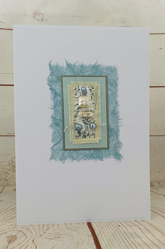 Luxury Silky Blue Handmade Card