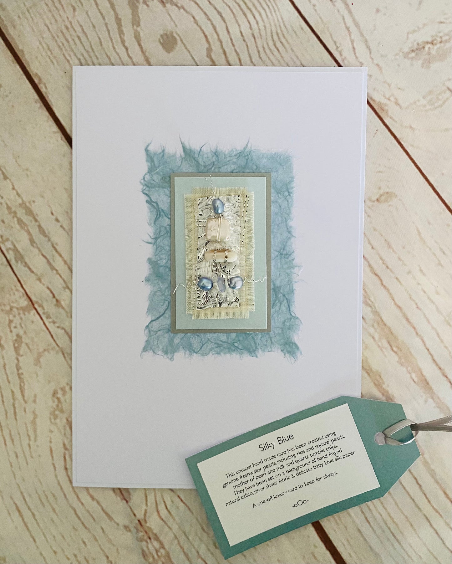 Luxury Silky Blue Handmade Card