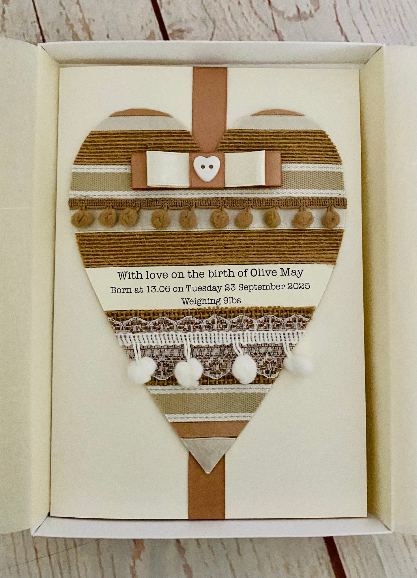 Neutral Pom Pom Baby Handmade Card